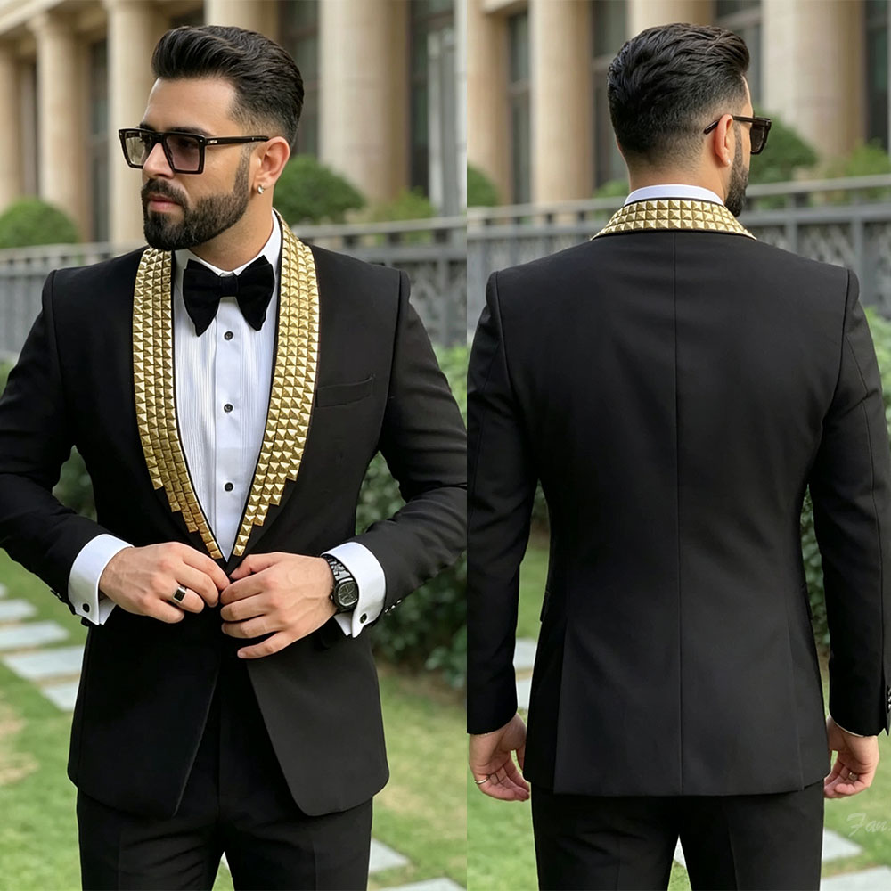 Wool Suit Jacket - Modern erkek Takım Elbise Smokin Boncuklu