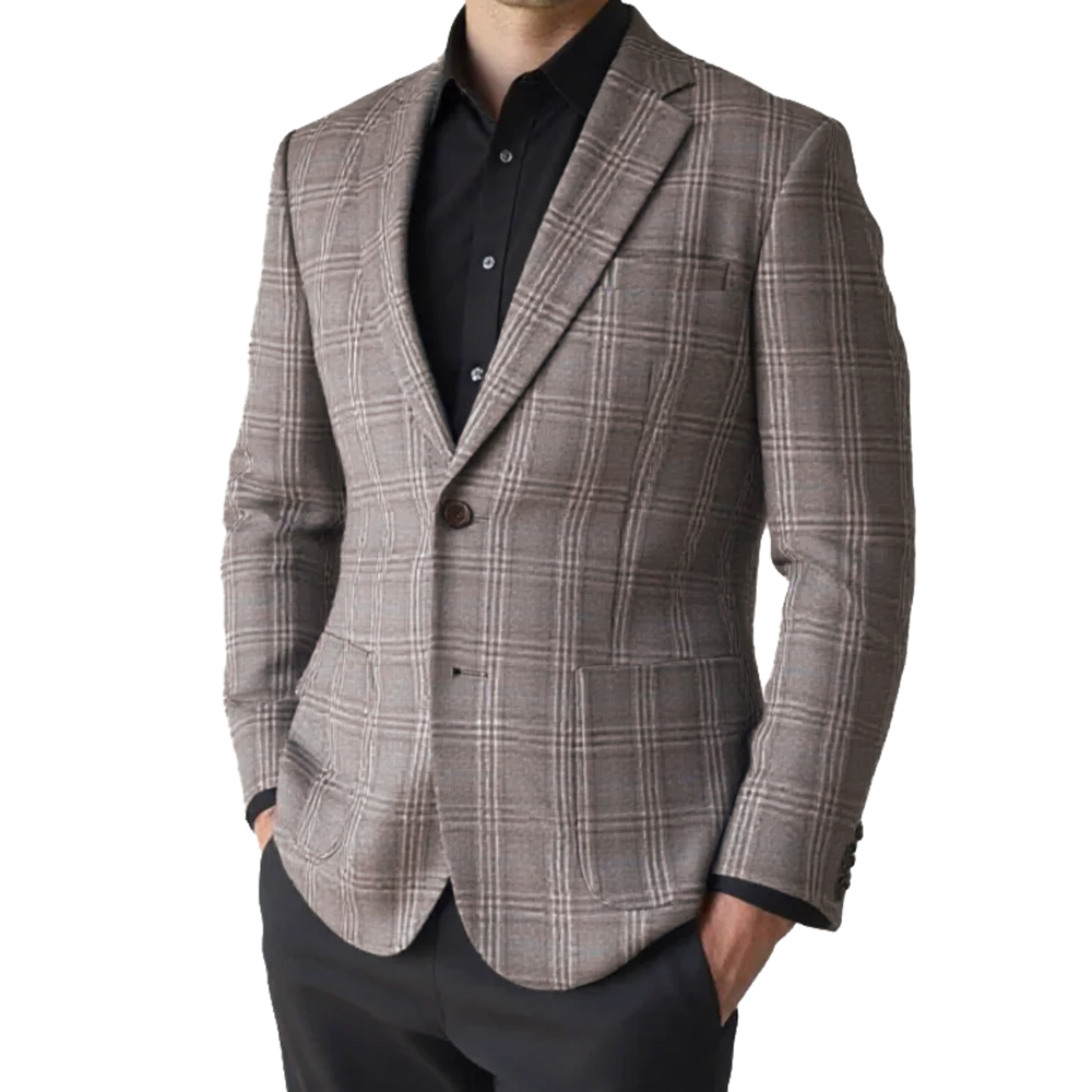 Wool Suit Jacket - 2026 Moda Erkek Ceket Kahverengi Gri