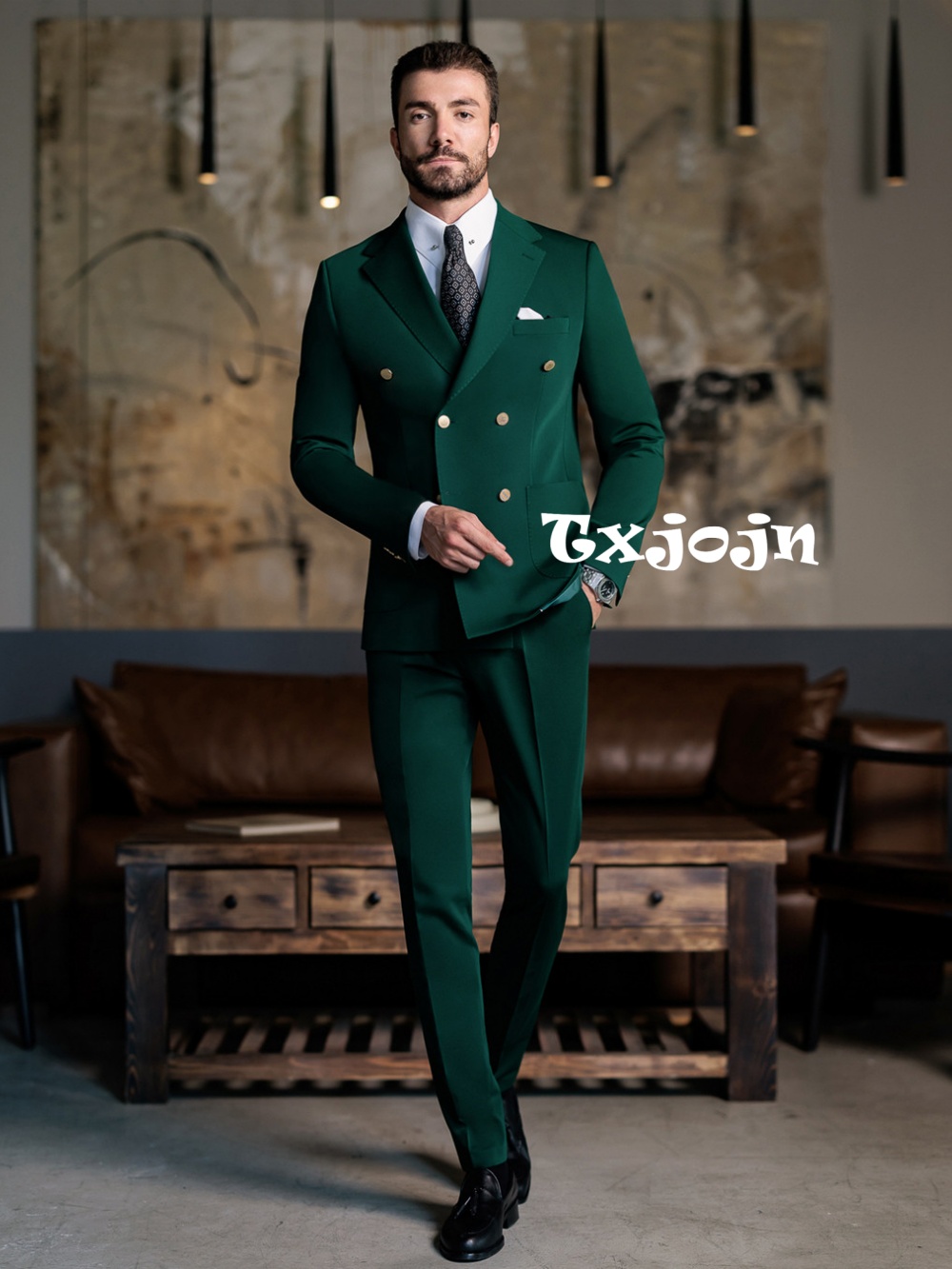 Men Formal Wear Green - Yeşil Resmi Erkek Slim Fit Takım
