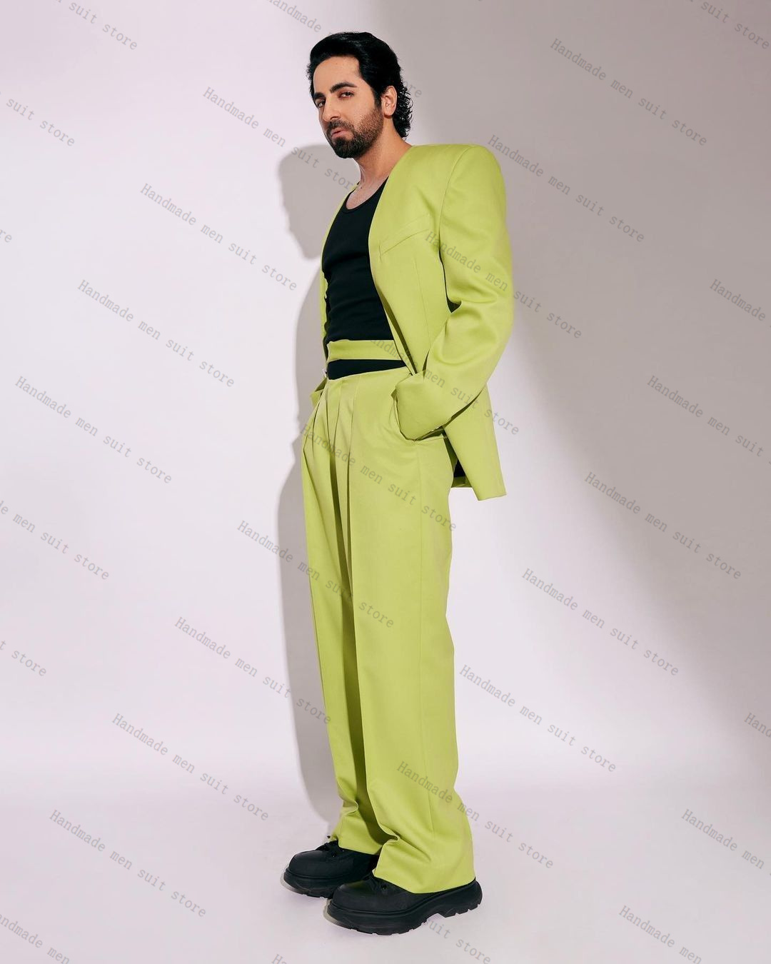 Men Formal Wear Green - Moda Yeşil Erkek Takım Elbise Seti