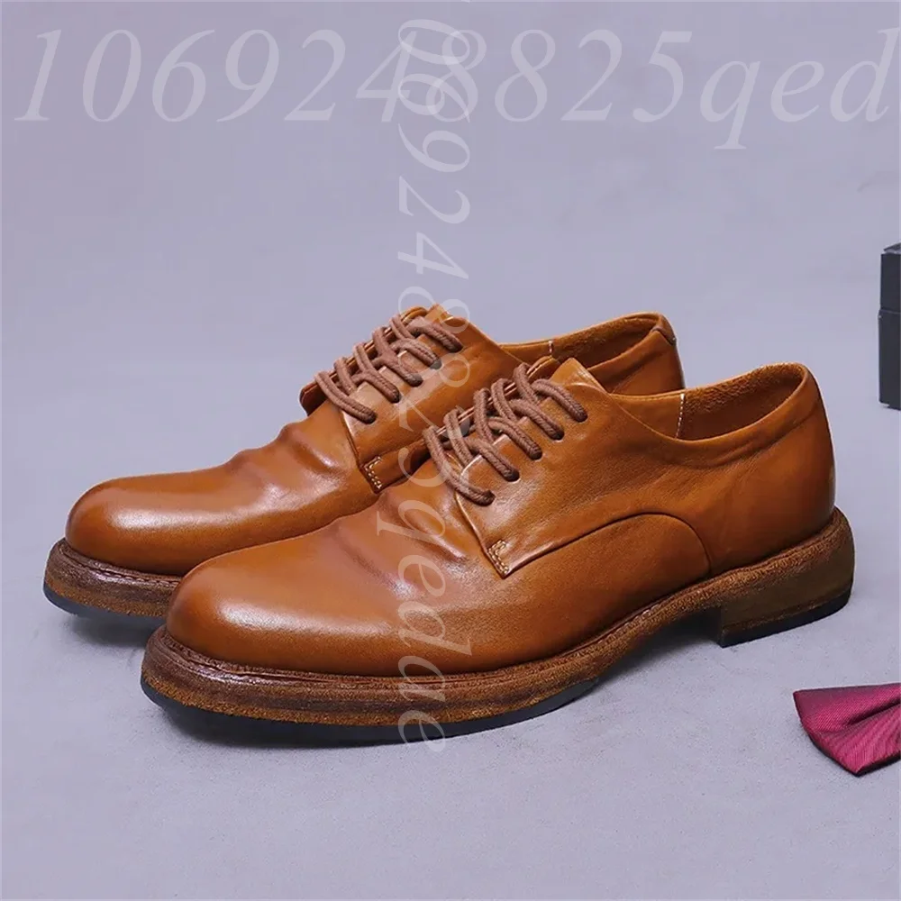 Formal Men Daily Wear Footwear - Erkek El Yapımı Vintage Bağcıklı Oxford
