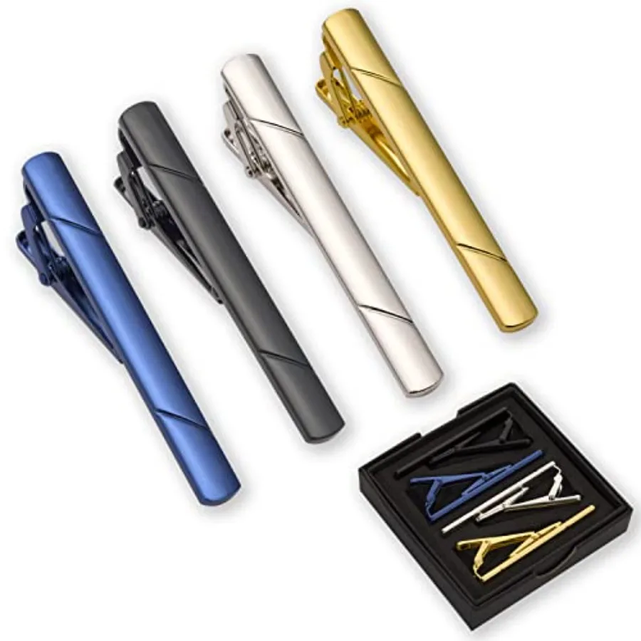 Tie Bar Clip - Erkekler için 4 adet kravat iğnesi,
