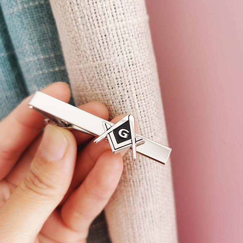 Tie Bar Clip - Masonik Mason Kare ve Pergel G