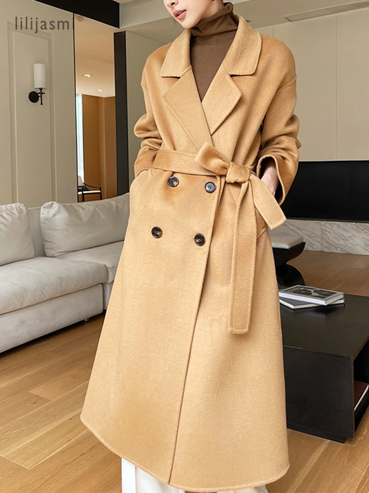 Wool Suit Jacket - Çentik yaka yün ceket damla-omuz kadınlar