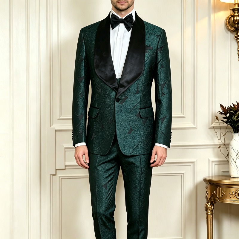 Men Formal Wear Green - Erkek Düğün Balo Takım Elbise Koyu