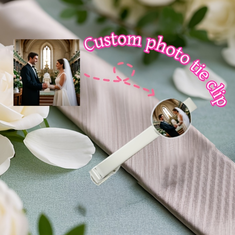 Tie Bar Clip - Özel Fotoğraf Baskılı Metinli Kravat İğnesi,