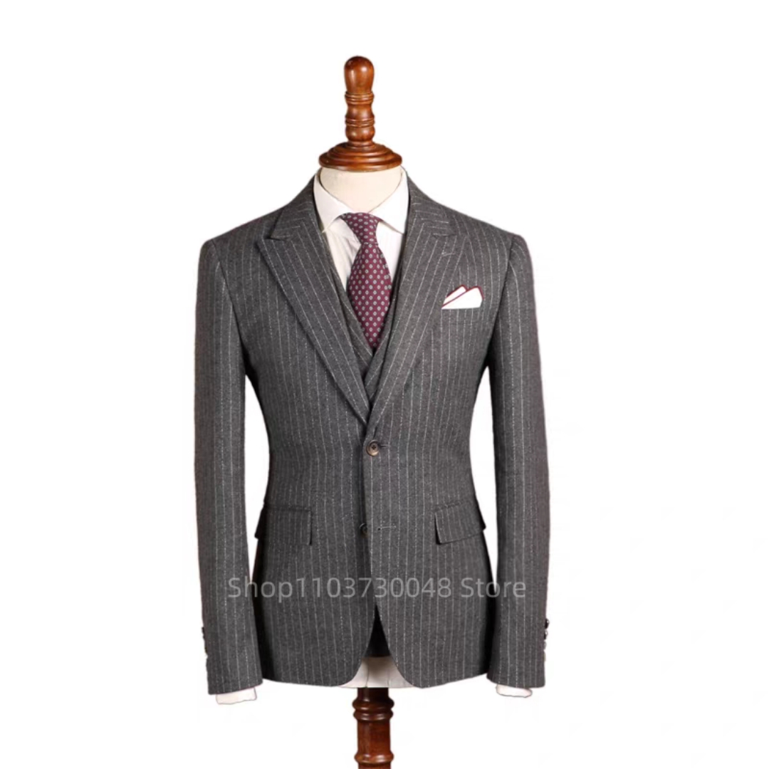 Yeni Gri Çizgili Erkek Takım E - Wool Suit Jacket incelemesi ve fiyatı